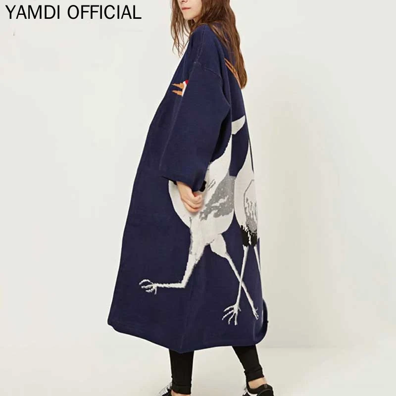 YAMDI шикарный подиумный женский свитер для высокого качества осень зима длинный свитер пальто куртка Женский Длинный свитер верхняя одежда