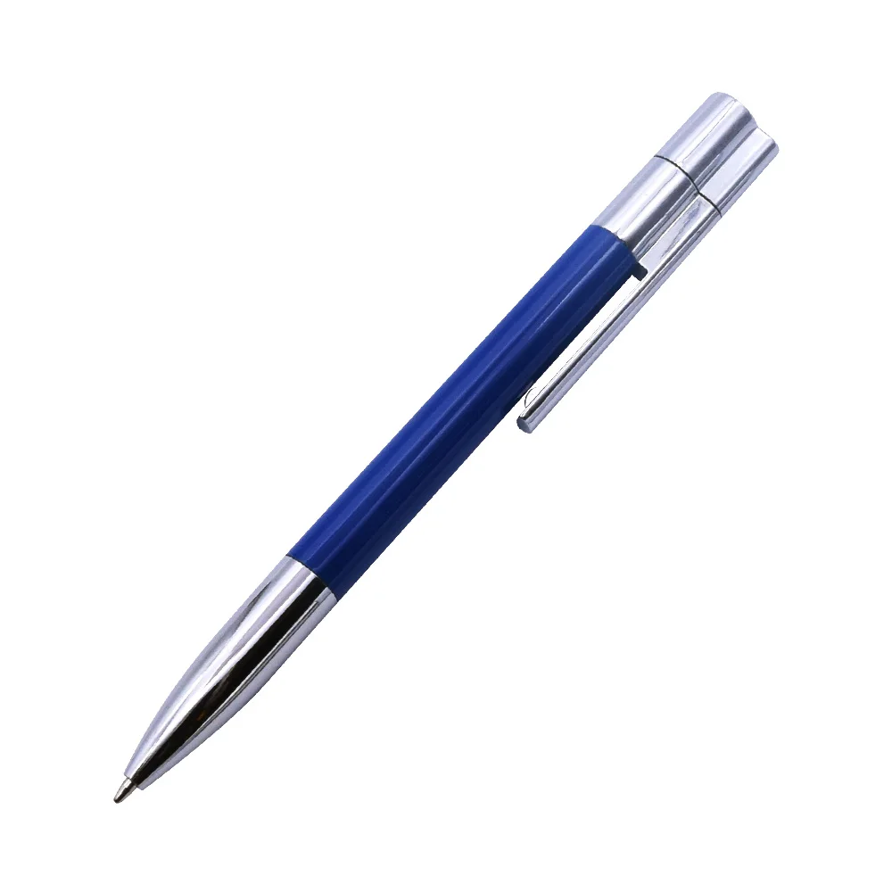 Классическая шариковая ручка, usb флеш-накопитель, 128 Мб, 4 ГБ, 8 ГБ, 16 ГБ, 32 ГБ, Usb 2,0, флеш-накопитель на заказ, более 10 шт., бесплатный логотип - Цвет: Blue
