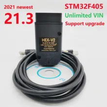 2021 realmente Hex-v2 vag com 21.3 vagcom 20.12 vcds hex v2 interface usb para vw audi skoda assento ilimitado vins francês/inglês