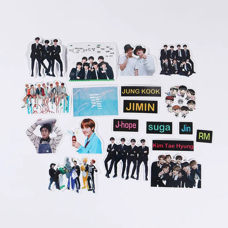 19Pieces KPOP Bangtan наклейки для мальчиков дневник календарь альбом Скрапбукинг хлопья наклейки руководство украшения канцелярские принадлежности веер подарки - Color: 19Pieces