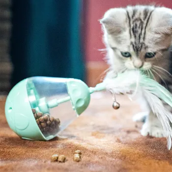

New Cats Interactive Playing Training Balls Pet Cats Dogs Feather Ball Toys Feeding Treat Smarter Food Dispenser Pet Supplies