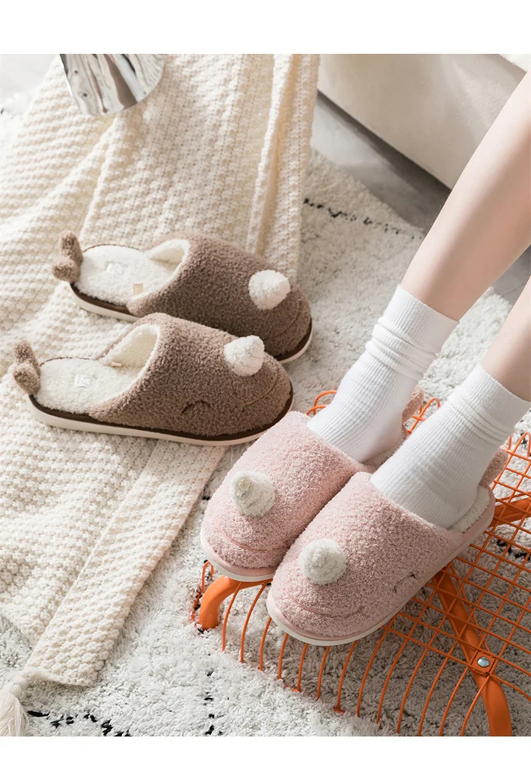 bedroom shoes for girls on Winter House Women Fur Slippers Cute Narwhal Whale Cartoon Bedroom Warm Plush Couples Shoes Indoor Girls Furry Slipers Flash Sale 5e20a1 Cicig