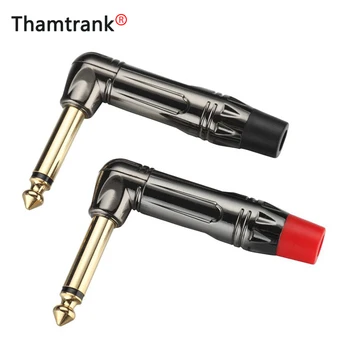 

100pcs/lot Right Angle 6.35mm Mono Male Plug Gold Plated 2 Pole 1/4 Inch 6.3mm Plug Microphone Jack Connector Gunmetal Tube