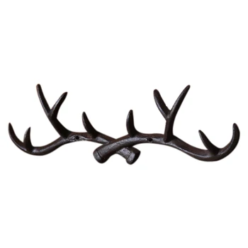 

Cast Iron Antler Wall Hook Hanger Home Decoration Elk Coat Hat Scarf Rack Black