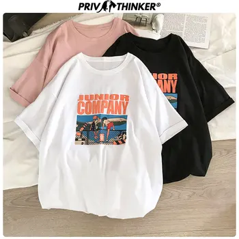 

Privathinker Woman Cotton Print Summer Tshirts Tee Streetwear Short Sleeve T-Shirt Men Korean Loose Female Funny T-shirts 2020