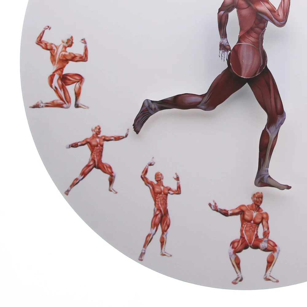 Human Body Art Anatomical Running Man Minimalist Wall Clock Male Anatomy Musculature Clock Muscle In Action Watch Medical Décor 5