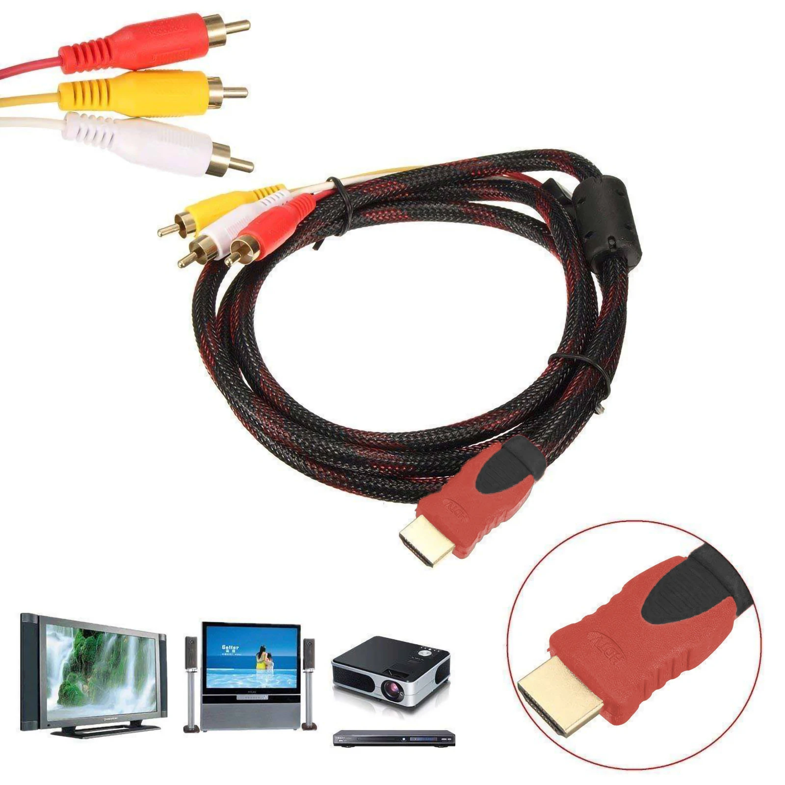 Кабель SOONHUA с HDMI на 3 RCA для ноутбука 1 5 м 2 0 HD AV штекер кабель переходник ТВ