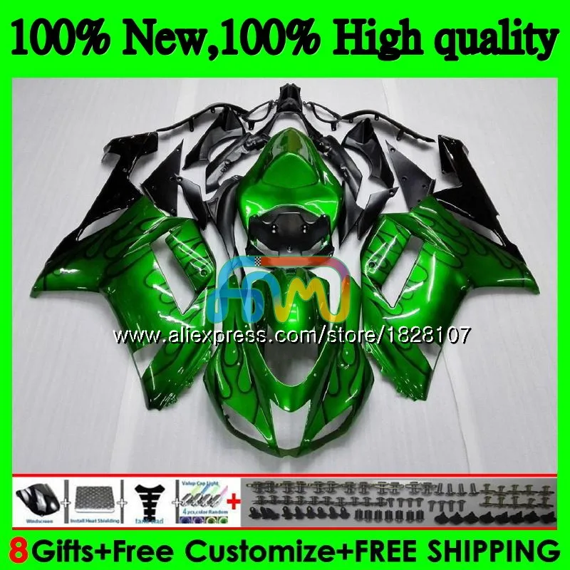 Корпус для KAWASAKI ZX 6R 6 R 600CC ZX636 10BS. 18 ZX-636 ZX600 600 CC ZX-6R ZX 636 ZX6R 07 08 2007 2008 черный Обтекатели с пламенем комплект