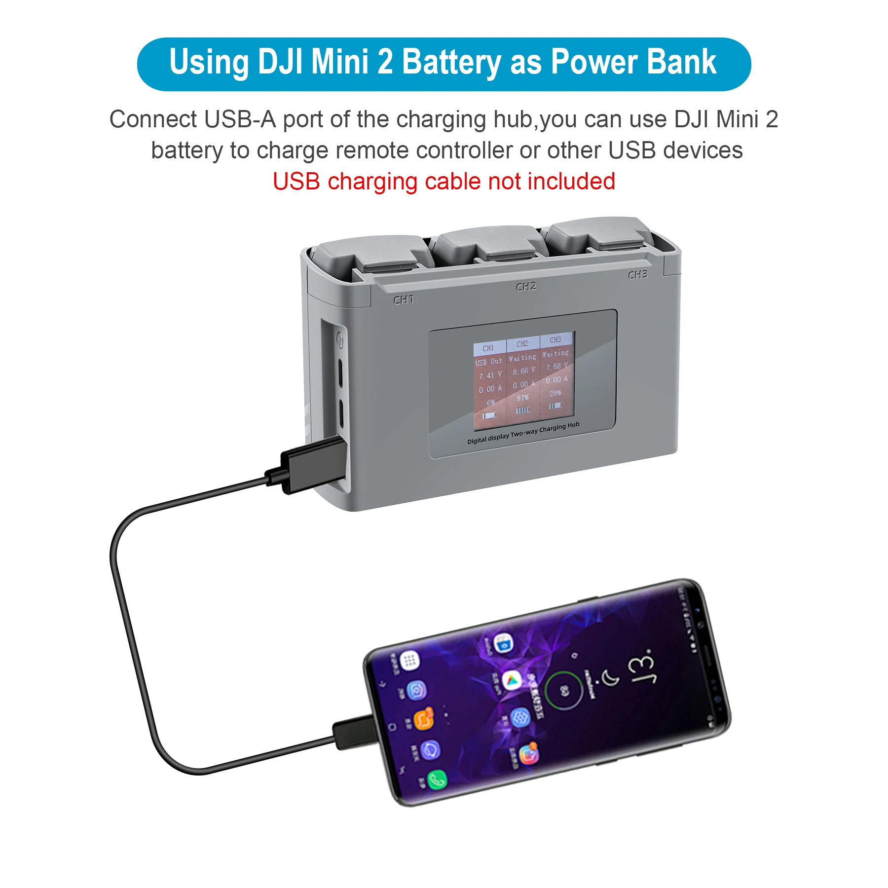 Drone Battery Charger Digital display Charger for DJI Mini 2/Mini SE Two-Way Charging Hub