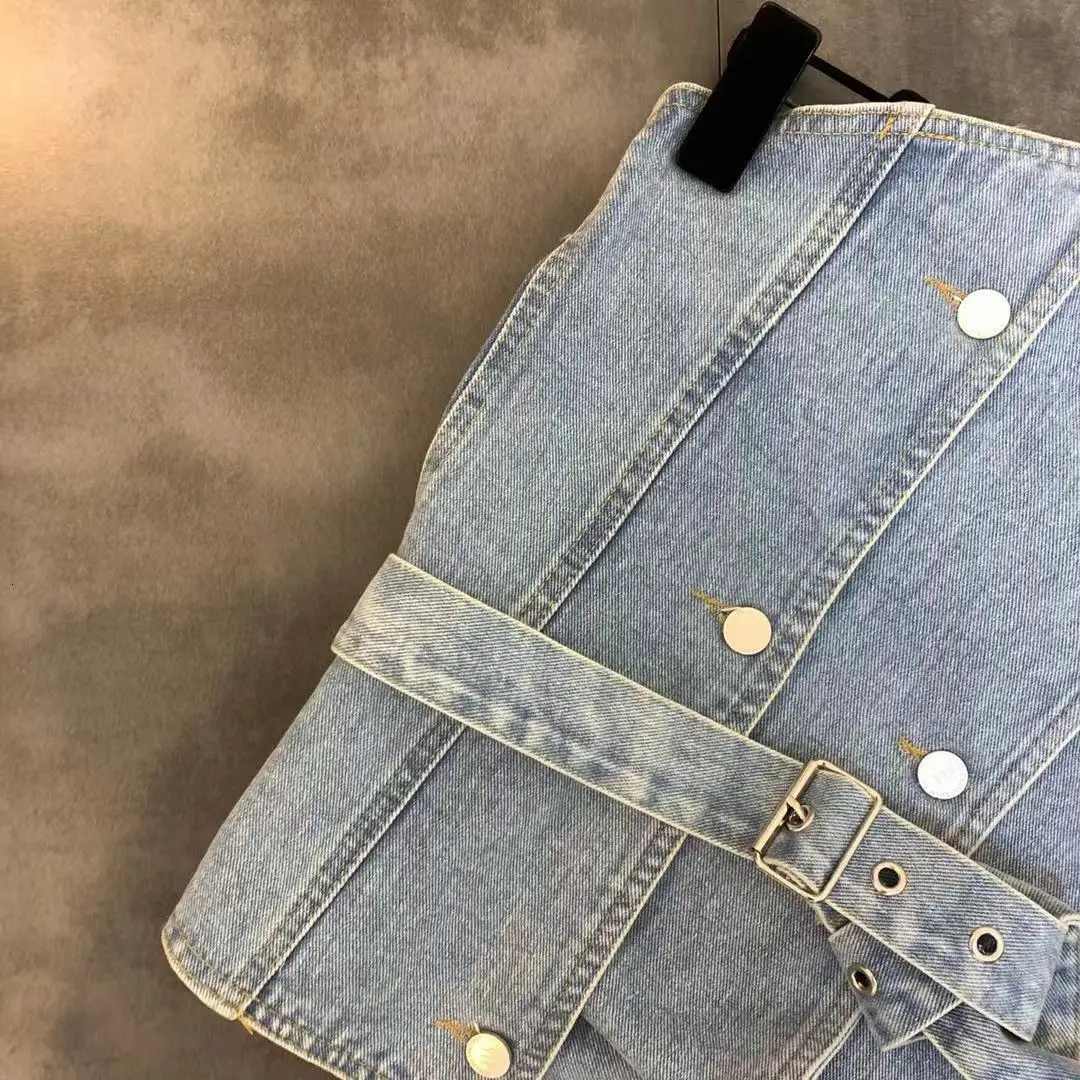 Новинка осени трехмерной перекрытия Кнопка декоративный пояс женская рубашка из денима