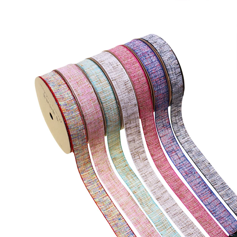 

1'' 25mm 100Yards Korean Ribbon Colored Cotton Flax Ribbon For Hair Bow DIY Accessories Bouquet Gift Packing Bow Craft