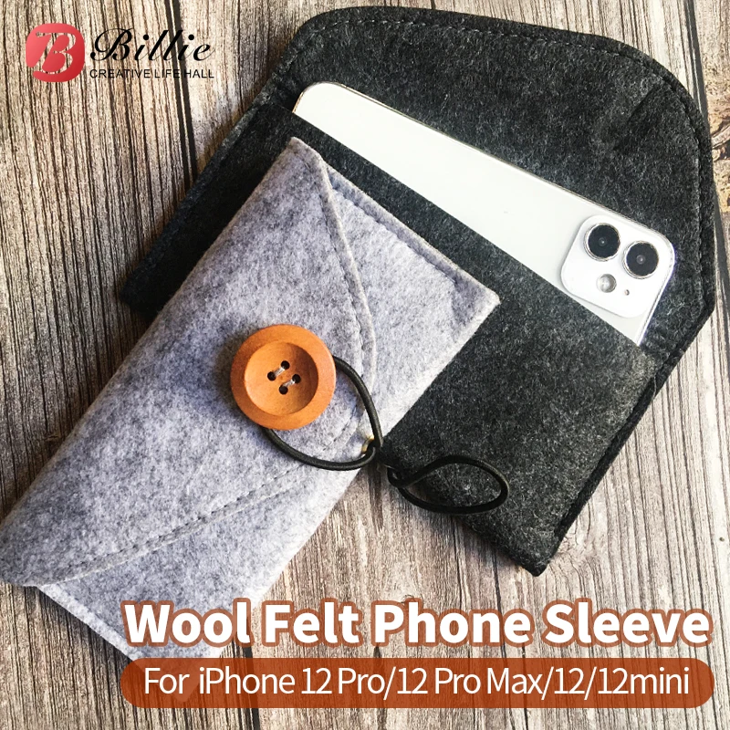 For iphone 12 Pro Max Case Apple Mini Ultra-thin Handmade Wool Felt phone Sleeve Cover Accessories | Мобильные телефоны и