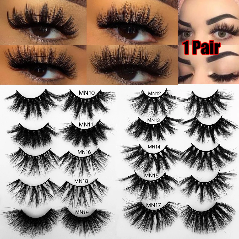 

1 Pair 25/30mm Thick Makeup Lashes 3D Mink Hair False Eyelashes Long Wispies Fluffy Multilayers Eyelashes Cruelty-free Extension