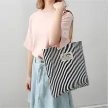 Для женщин Сумки тканевая сумка-тоут Хлопковая сумка для покупок Для женщин экологический многоразовый полоса плечо сумки для шоппинга