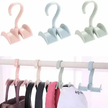 

1pc Multifunction Tie Coat Closet Hanger Bag Plastic Hanger Wardrobe Organizer Rotated Storage Rack Laundry Tool Without Punch