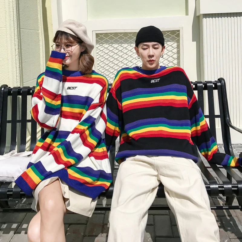 Rainbow Striped Sweater Mens atelieryuwa.ciao.jp