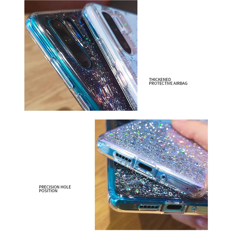 Bling Glitter Case for Huawei P20 Lite P30 pro Mate 20 Silicon Crystal Sequins Soft Cover Honor 8X Nova 5 Transparent Phone Case (5)