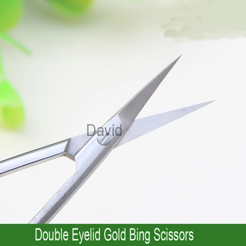 Korean style double eyelid scissors Gold handle Stainless steel fine sharp instruments Beauty scissors surgical instruments cornea scissors