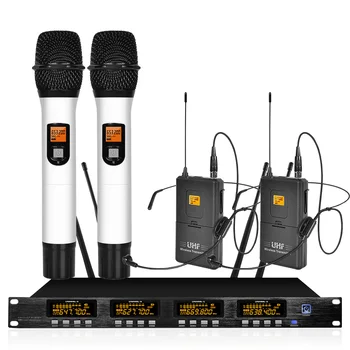 

Wireless microphone system with adjustable frequency UHF dual-headed dual-handheld microphone wireless stage performance