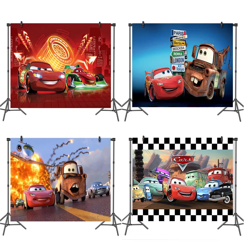 Автомобили день Рождения Вечеринка Молния Маккуин фотография Фон Ткань Декор
