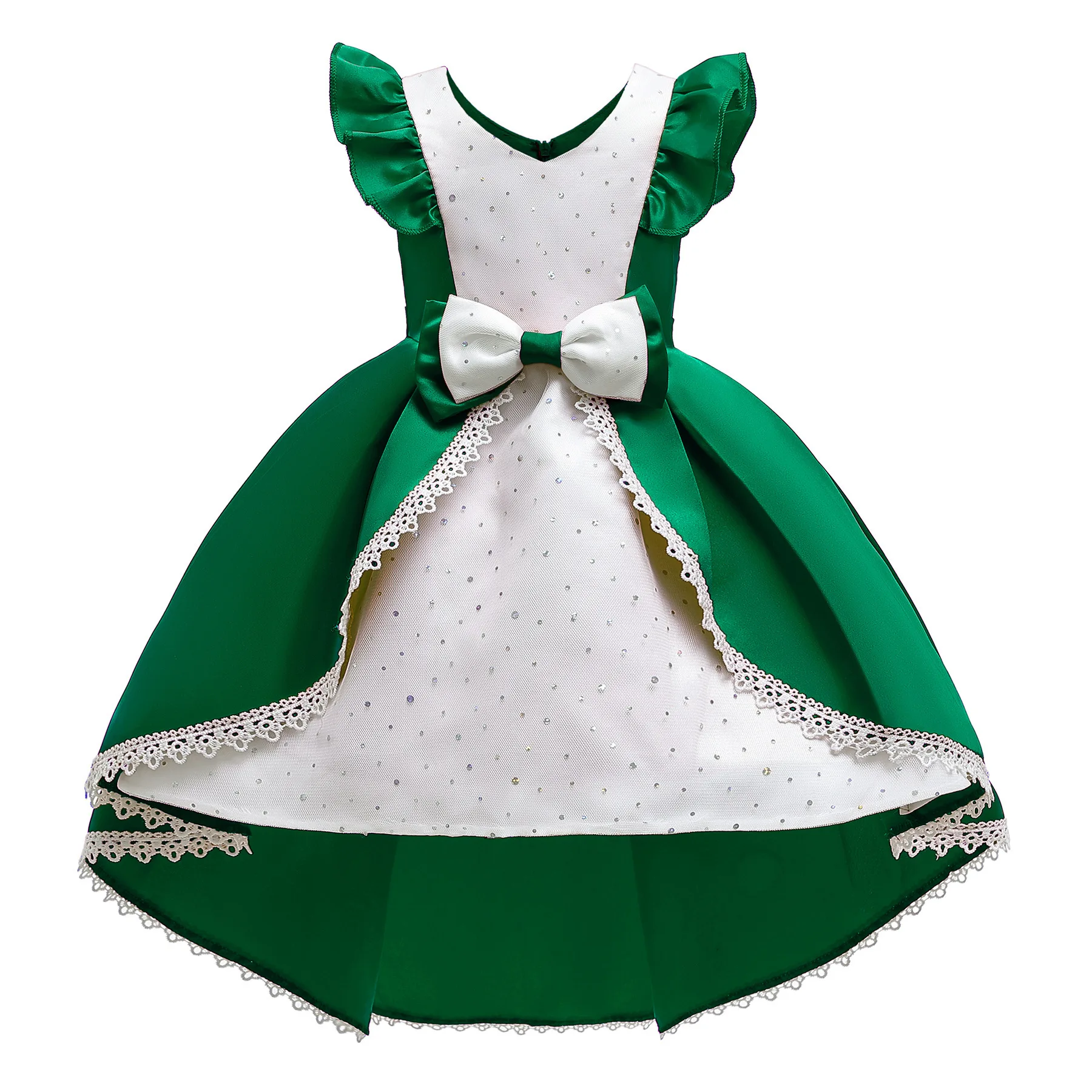 Платье для девочек с расклешенными рукавами; рождественское платье для девочек; пышные фатиновые Детские платья для девочек; платье принцессы; праздничное платье - Цвет: Серый