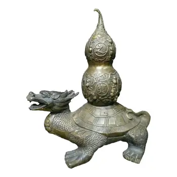 

LaoJunLu Rural Collection Of Old Goods And Old Objects And Old Copper Tires "Dragon Turtle Gourd" Feng Shui Decoration