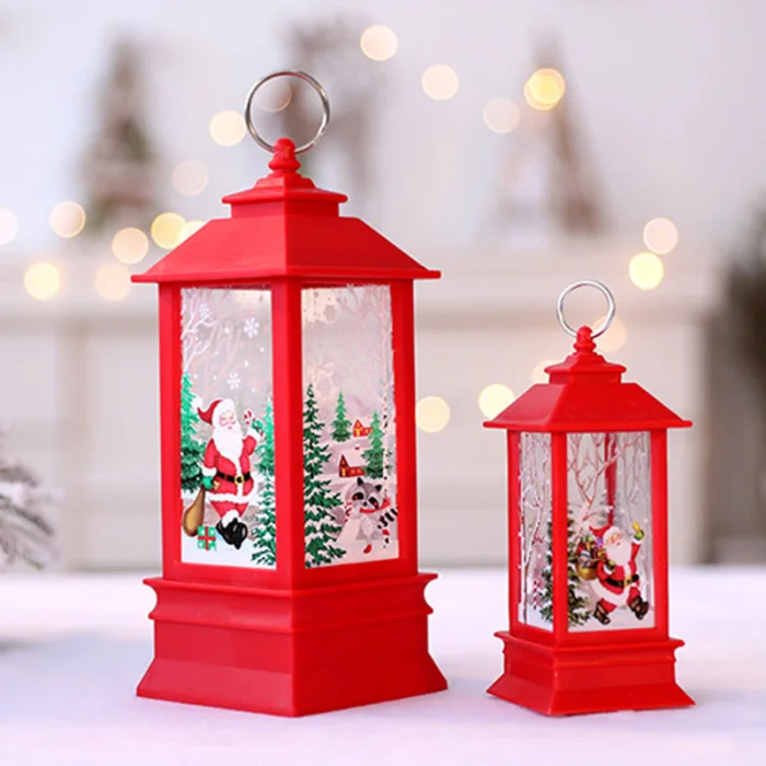 Рождественский Декор, подвесной светильник, светодиодные свечи на Хэллоуин, светильник Санта-Клауса, лося, снеговика, фонарь, лампа с пламенем, вечерние принадлежности