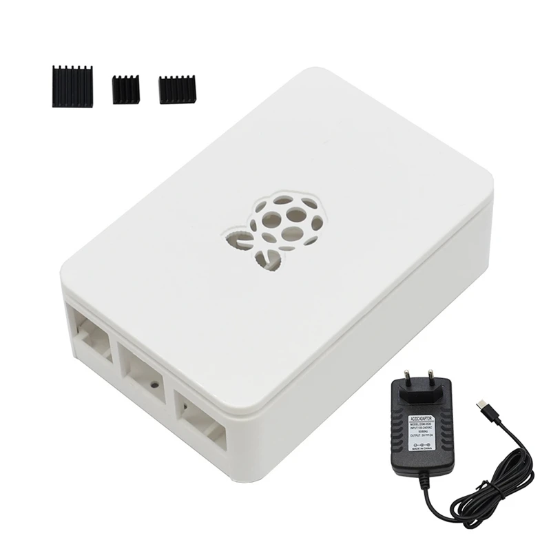 Для Raspberry Pi ABS чехол Корпус коробка V4 с радиатором+ 5 V/3a Питание для Raspberry Pi 4B