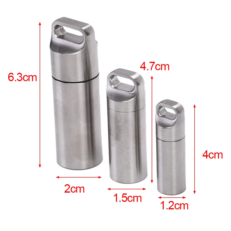 New 2020 Mini Waterproof Capsule Seal Bottle Stainless Steel Outdoor Survival Pill Box Container Capsule Pill Bottle Tank 4