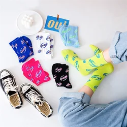 Women's Fashionable Cute Socks Korean Style Street Fluorescent Color Letters Ins Sportswear Skateboard Harajuku