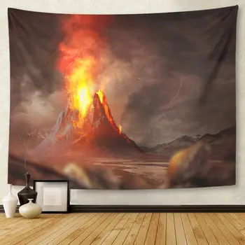 

Massive Volcano Eruption Large Erupting Hot Lava and Gases Tapestry Wall Hanging for Living Room Bedroom Dorm 50x60 inches