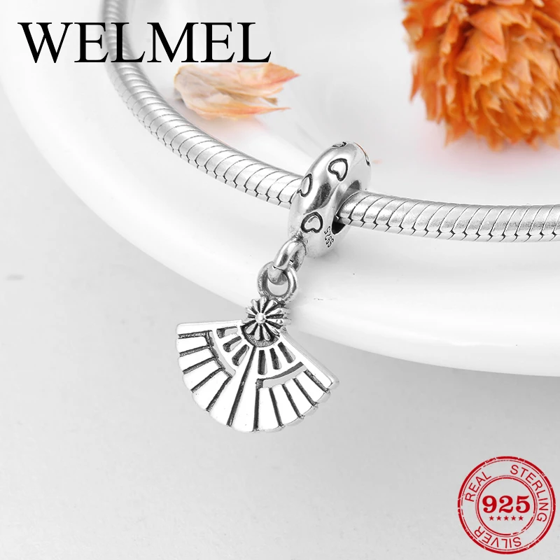 

New 925 Sterling Silver fashion fan shape Fine Pendants Fit Original Pandora Charm Bracelet Jewelry making