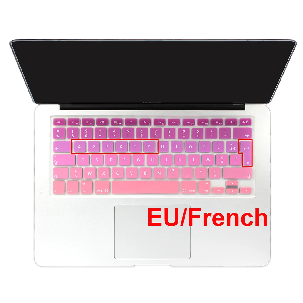 EU French Pink Евро, испанский, английский, русский, водостойкий, пылезащитный чехол для клавиатуры macbook air 13, защита, постепенное изменение цвета, pro 13 15 retina - Цвет: EU French Pink
