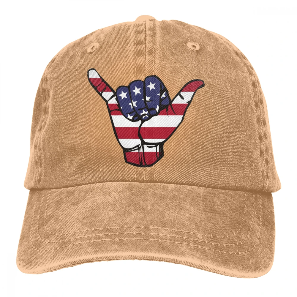 Американский флаг Shaka Casquette черный унисекс Мужские Женские джинсовые бейсболка с ремешком кепки Регулируемый Гольф папа шляпа - Цвет: Хаки