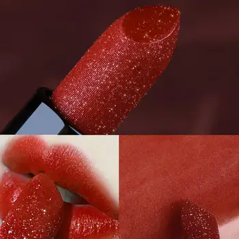 

13Color Gold Shimmer Glitter Matte Lipstick Bright Color Not Blooming Moisturizing Lip Balm Lasting Waterproof Lip Cosmetics