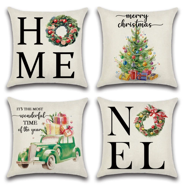 Christmas Decorations Pillow Covers 18 X Inches Set Of 4 Xmas Series