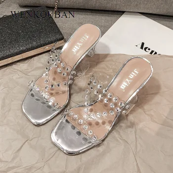

Transparent Heels Shoes Women Summer Sandals Open Toe Wedge Shoes Female Rhinstones High Heel Ladies Bling Shoes Sandalias Mujer