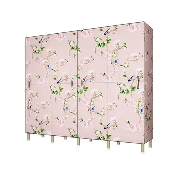 

Wardrobe simple cloth wardrobe open door steel pipe thick steel frame assembly folding full hanging simple fabric storage
