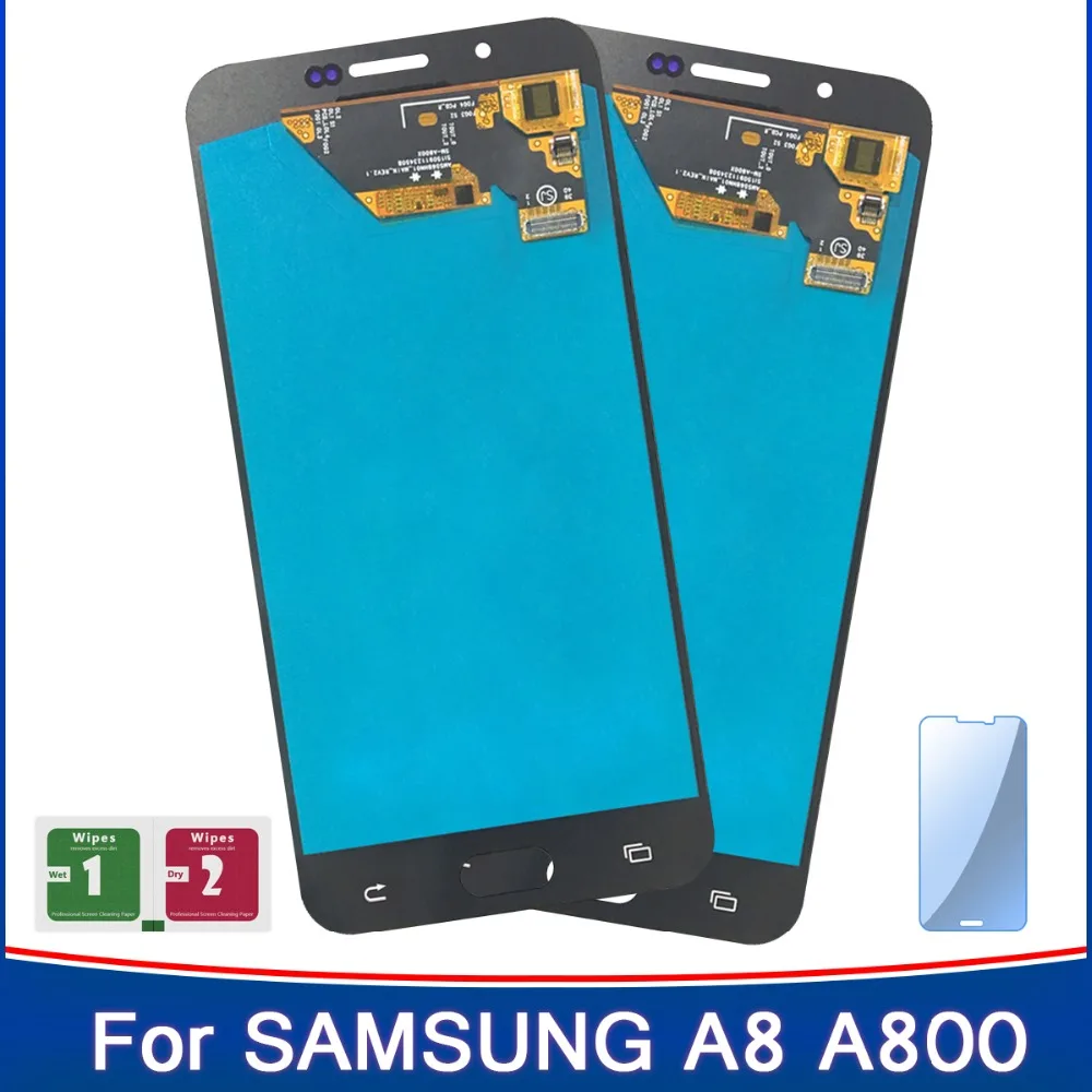 2 шт. A8 Super Amoled ЖК-дисплей для samsung Galaxy A8 A8000 с закаленным стеклом ЖК-сенсорный экран дигитайзер Регулируемая сборка