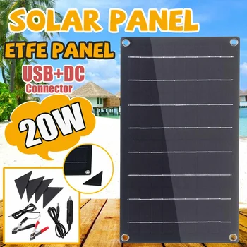 

20W ETFE Solar Panel Flexible Monocrystalline Solar Cell Module DC USB Charger with 4 Protective Corners for Car Yacht Battery