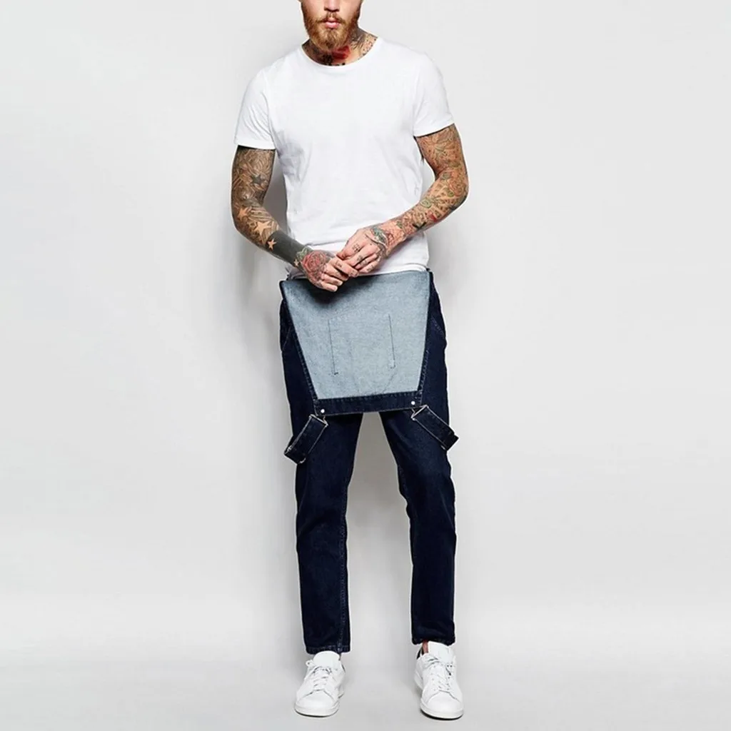 JAYCOSIN Mens Jeans Wash Overall Jumpsuit Streetwear Pocket Suspender Pants casual Trousers Hip Hop Sweatpants Male Overalls 102