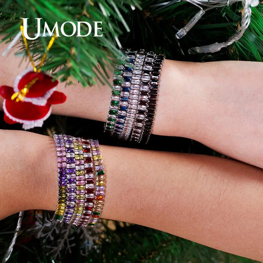UMODE 2019 Хрустальный Теннисный браслет с цирконием для женщин белый золотой цвет