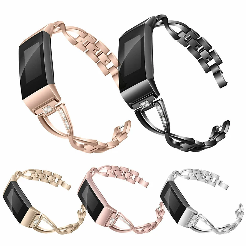 

High Quality Replacement Watch Strap For Fitbit Charge 3 Stainless Steel Shape Lady Chain Strap Watch Band For Fitbit Charge 2 3