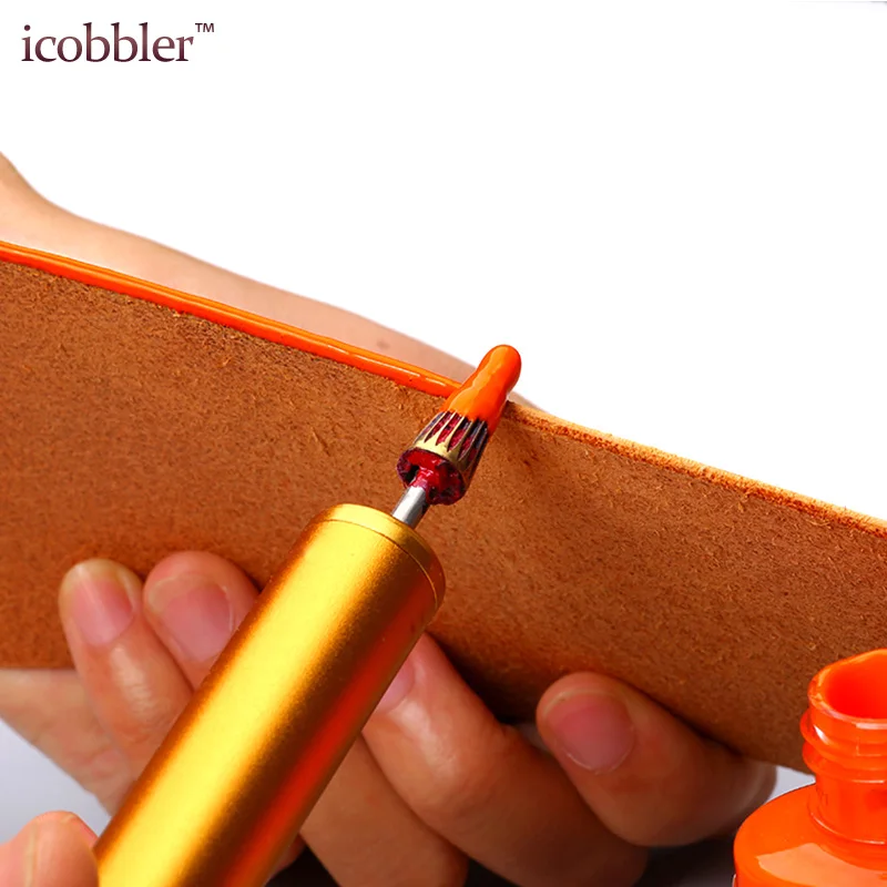 Leather Craft Edge Oil Pen Leather Dye Pen Stainless Steel Brush Brass Head Applicator Paint Roller Tools for Leathercraft DIY