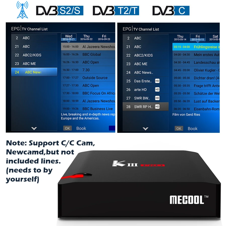 MECOOL KI Pro Декодер каналов кабельного телевидения KIII Pro DVB T2+ S2 Android ТВ коробка 3g 16G Amlogic S912 DDR4 Octa Core 4K Поддержка CCcam IP ТВ set top tv Box