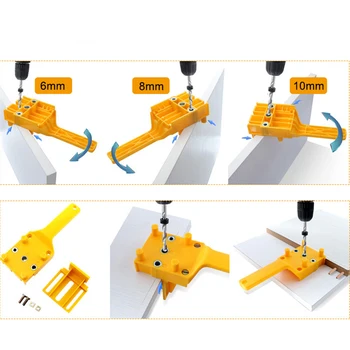 

Easy To Use Quick Mini Plastic Self-centers Doweling Jig Drill Locator Orange Woodworking Tool Dowel Joints With Baffle Accurate
