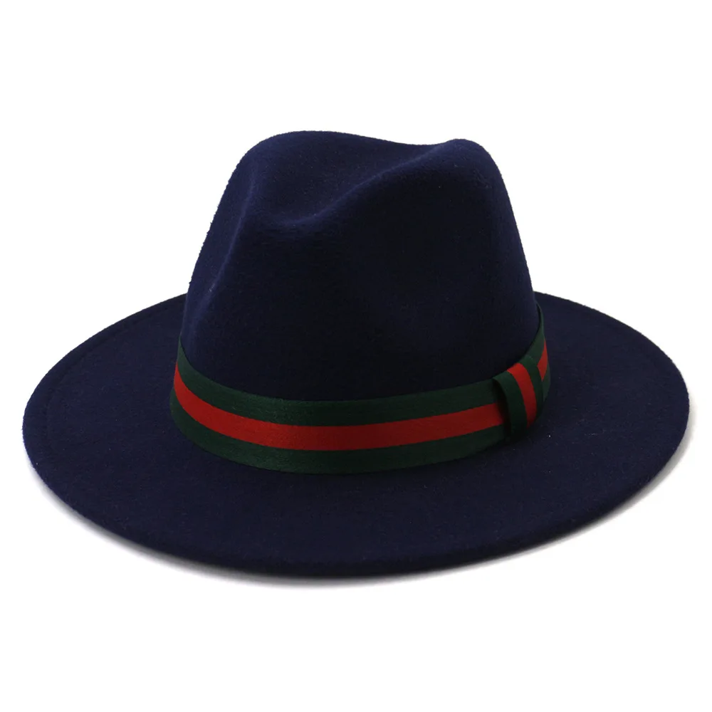 red fedora hat Bauhinia New Designer Brand Wool Felt Jazz Fedora Hats 2021 New Fashion  Wide Brim Panama Trilby Cap Party Formal Top Hat cream fedora
