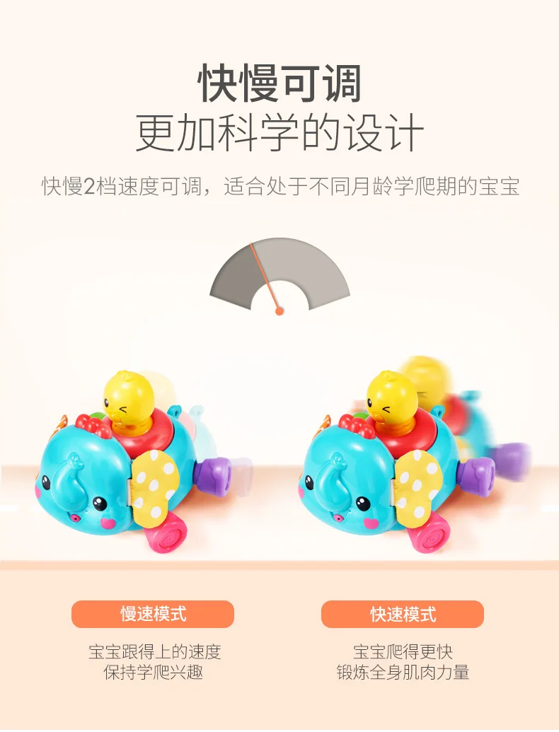 [New Packaging] Auby Joy Crawling Baby Elephant Universal Wheel Voice Electric Learning Crawling Fitness 6-18 Month