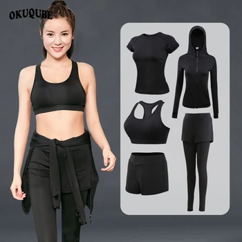 

Women Sports Suit Hooded Workout Clothes Breathable Yoga Set Black Pink Gray Tracksuit Gym Jogging Running Training Sportswear