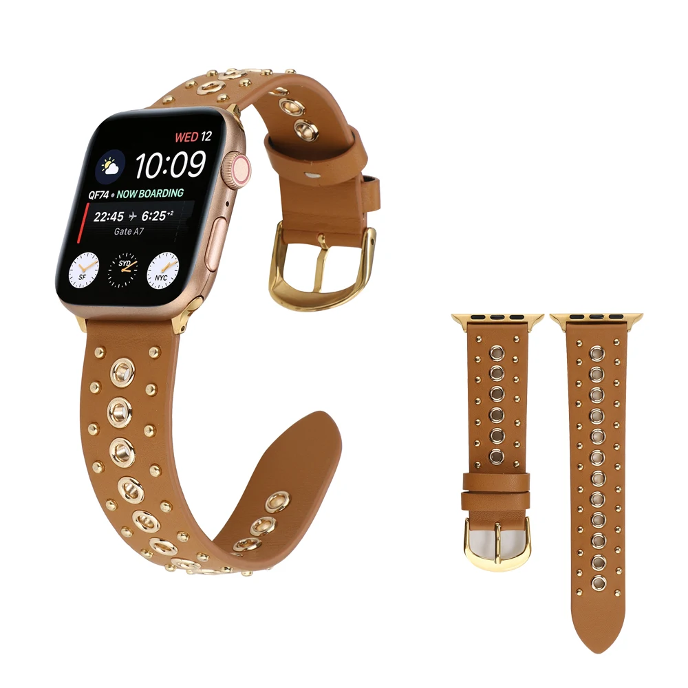 Ремешок с заклепками для Apple Watch 44/42 мм спортивный браслет-петля кожаный браслет